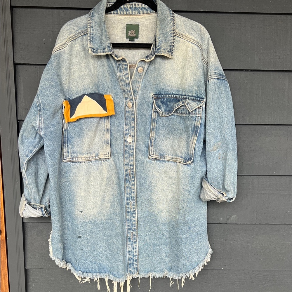 Custom Cotton Shacket with plant dyed quilt patch in the back
